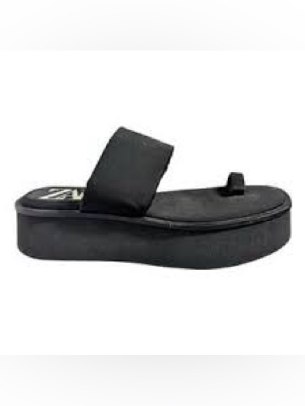 Zara Black Square Toe Platform Toe Loop Sandals - Picture 2 of 8